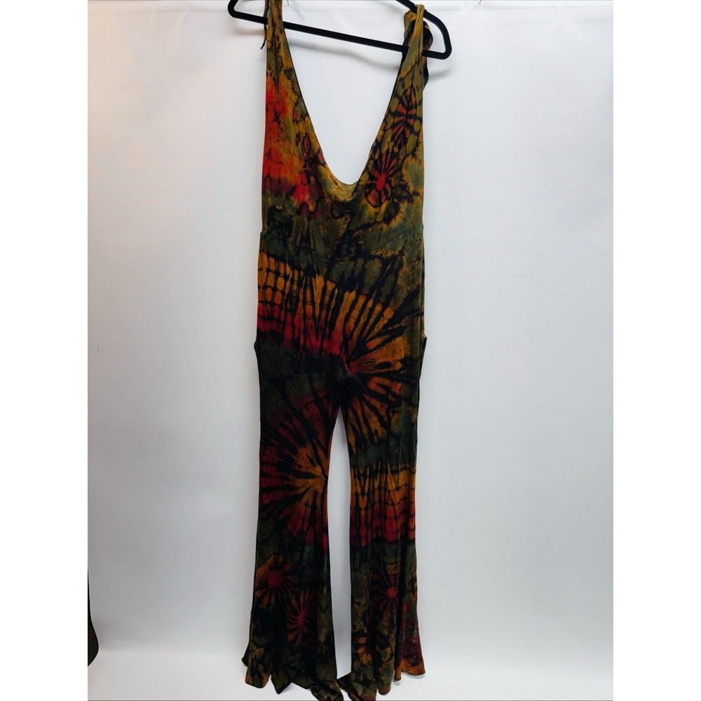 NWT Vtg Jayli Overalls Sz L‎ Flair Leg Tie Shoulder Hip Cutout Hippie Festival